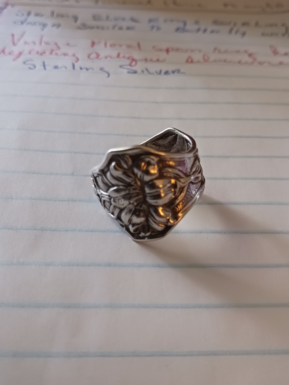Sterling Silver Floral Statement Ring - Silver Women Jewelry